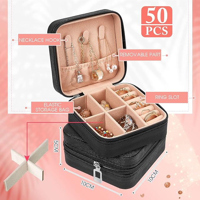 Taiyin Travel Jewelry Case, Bridesmaid Gifts Mini Jewelry Organizer, PU Leather Portable Earring Box for Women Girls