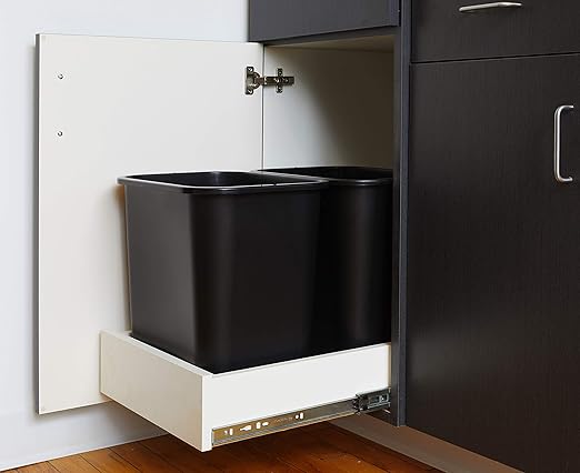 United Solutions 7 Gallon / 28 Quart Efficient Trash Wastebasket, Fits Under Desk, Small, Narrow Spaces in Commercial, Kitchen, Home Office, Dorm, Easy to Clean, Black (Pack of 12)