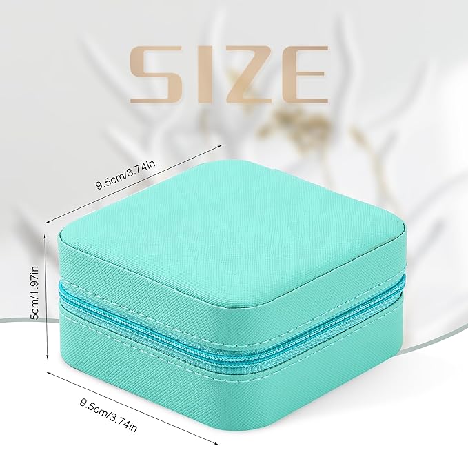 Neveika Jewelry Box with Mirror,Small Jewelry Organizer Box，Travel Jewelry Case for Women，Gift Jewelry Boxes for Female Girls (2pcs mirror blue)