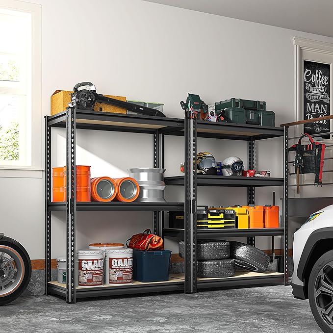 REIBII Storage Shelves Adjustable Metal Shelving 1600LBS Garage Shelves Industrial Metal Shelves 4 Tier Garage Shelving for Warehouse Basement Kitchen Pantry Closet, 11.8" D x 23.6" W x 56.7" H
