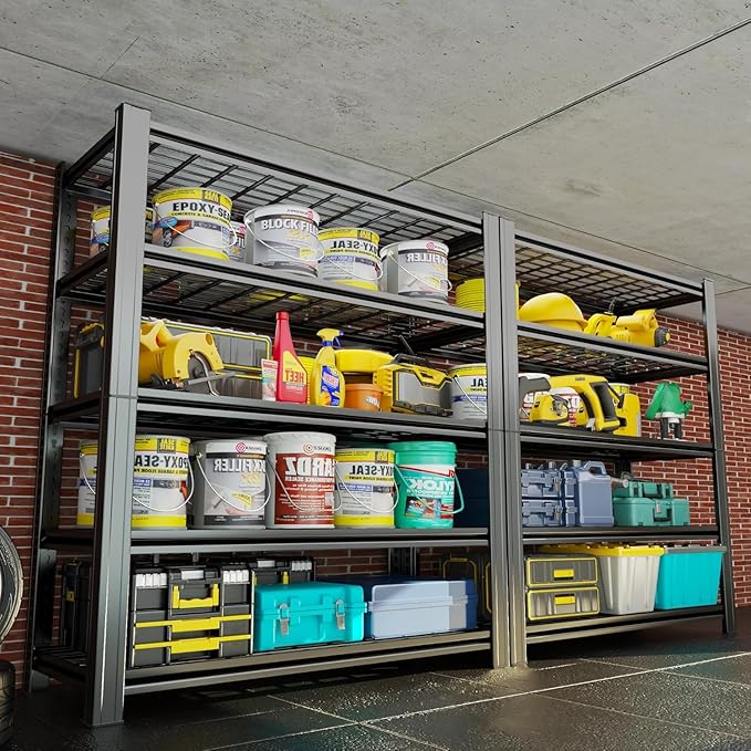 5-Tier Wire Garage Shelving, 72''H*36''W*16''D Metal Storage Shelf ，2-in-1 Adjustable 3020 lbs Heavy Duty Unit Shelves, Upgraded Reinforced Double-Layer Columns for Basement Kitchen Pantry Rack
