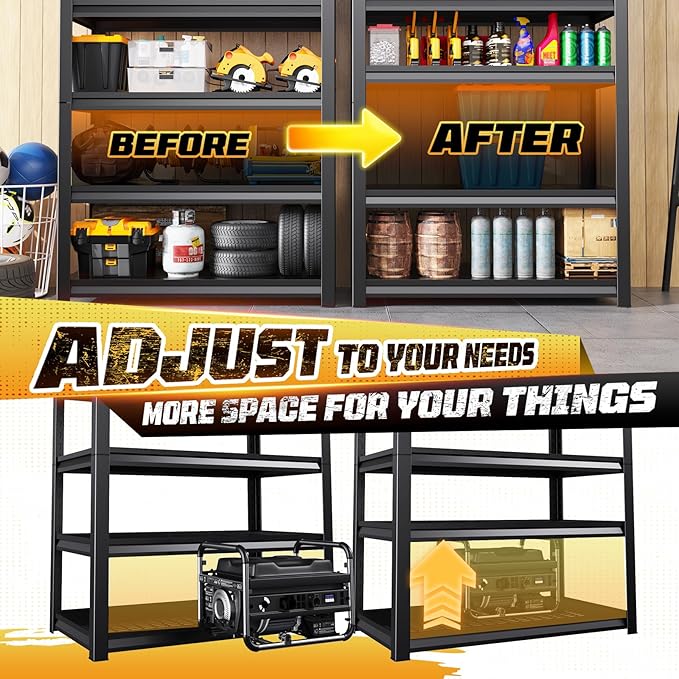 Garage Storage Shelves 5-Tier,Garage Storage System Shelves Adjustable,Storage Shelving for Basement,Pantry,Kitchen,Warehouse (1, 72" H x35 W x 16" D)