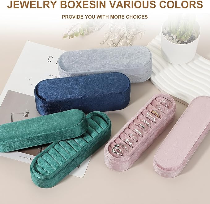 uxcell Velvet Ring Box, 11 Slots Travel Jewelry Case Ring Holder Organizer for Women Gift Proposal Christmas, White