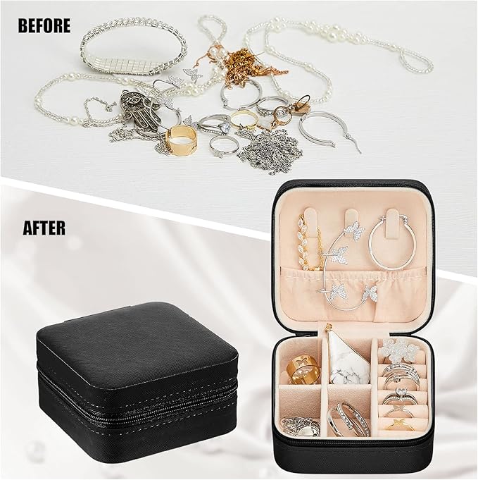 Taiyin Travel Jewelry Case, Bridesmaid Gifts Mini Jewelry Organizer, PU Leather Portable Earring Box for Women Girls