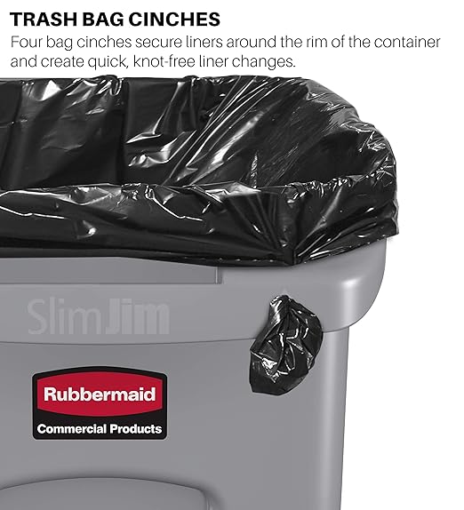 Rubbermaid Commercial Products Slim Jim Trash/Garbage Can with Venting Channels, 23-Gallon, Red, for Kitchen/Office/Workspace, Pack of 4