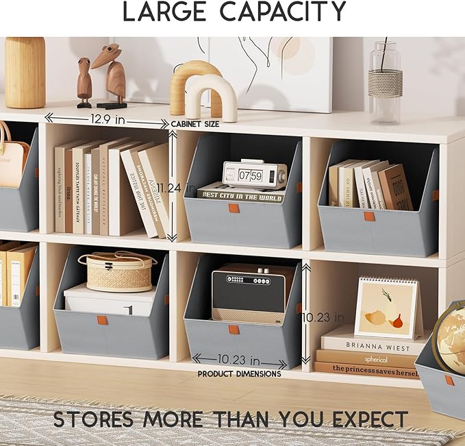 Homsorout Fabric Closet Storage Cubes - 6 Pack Square Storage Bins with Dual Handles for Clothes, Towels, Toys, Cube Storage Organizers for Bedroom, Nursery, Shelves, Closet, Small Spaces, Grey
