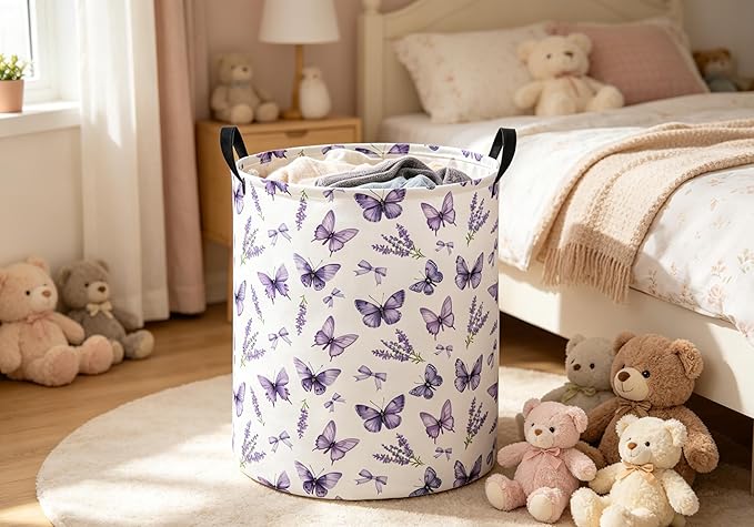 Baby Laundry Hamper kids laundry Basket Waterproof Laundry Bag for Bedroom Toy Clothes Organizer Room Décor(Butterfly)