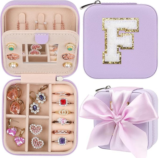 CHMI Travel Jewelry Case, Purple Travel Jewelry Box, Travel Jewelry Organizer, Travel Gifts for Women Girls, Jewelry Organizer Box, Birthday Gifts for Women, Christmas Gifts for Teens Girls - F