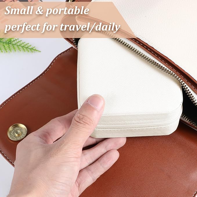 6 Pack White Travel Jewelry Case, PU Leather Mini Jewelry Organizer Box, Portable Earring Storage Box for Women, Girls, Bridesmaid Gifts(3.94 x 3.94 x 1.97 Inches)