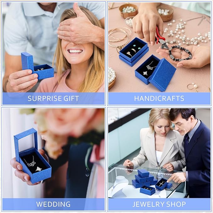Batiyeer 36 Pcs Cardboard Jewelry Gift Boxes Jewelry Boxes Packaging Small Earring Gift Box with Lids for Necklace Ring Bracelet Party