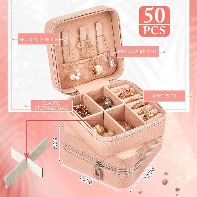 Taiyin Travel Jewelry Case, Bridesmaid Gifts Mini Jewelry Organizer, PU Leather Portable Earring Box for Women Girls