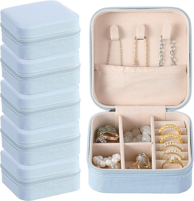 Taiyin Travel Jewelry Case, Bridesmaid Gifts Mini Jewelry Organizer, PU Leather Portable Earring Box for Women Girls