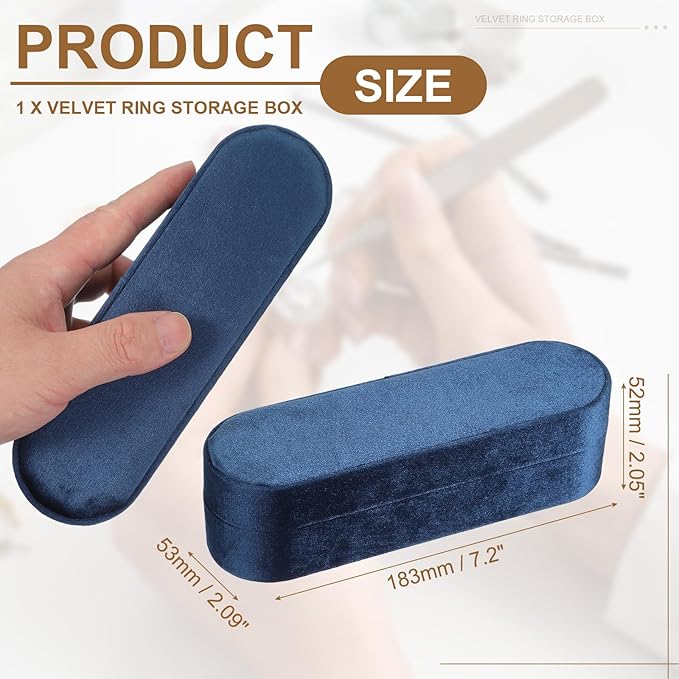 uxcell Velvet Ring Box, 11 Slots Travel Jewelry Case Ring Holder Organizer for Women Gift Proposal Christmas, Dark Blue