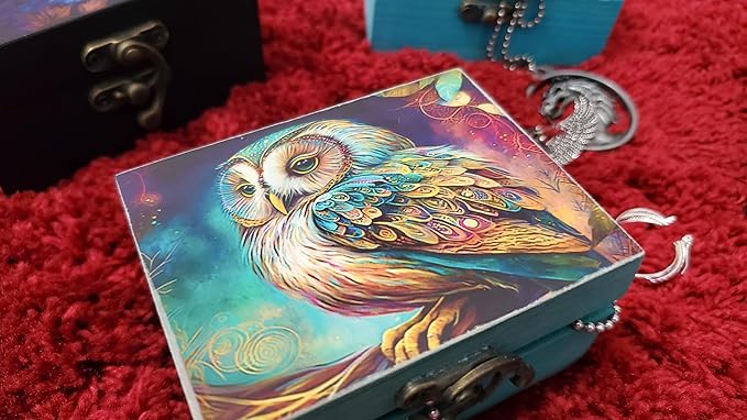 Owl Trinket Box Small Jewelry Keepsake Box | Earrings Necklace Storage Box for Girls Women | Owl lovers Gift Idea Valentine's Day, Birthday Christmas, Weddings, Animals Ornaments for Home Décor