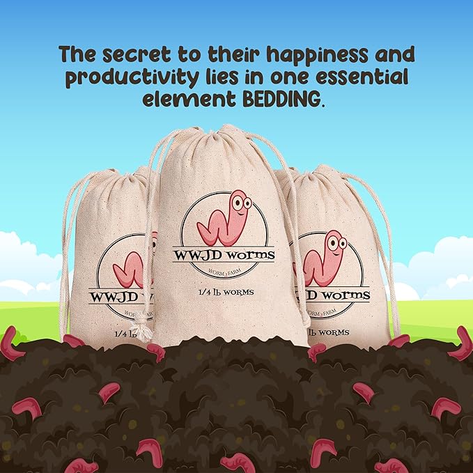 Red Wigglers Composting Worms - 1/4lb Red Worms for Composting - Use on Worm Castings for Plants, Garden, Worm Farm & Compost Starter, Easy to Manage