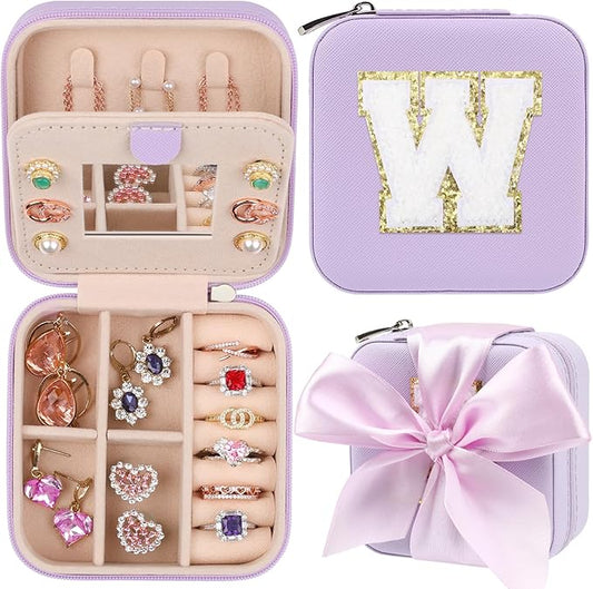 CHMI Travel Jewelry Case, Purple Travel Jewelry Box, Travel Jewelry Organizer, Travel Gifts for Women Girls, Jewelry Organizer Box, Birthday Gifts for Women, Christmas Gifts for Teens Girls - W