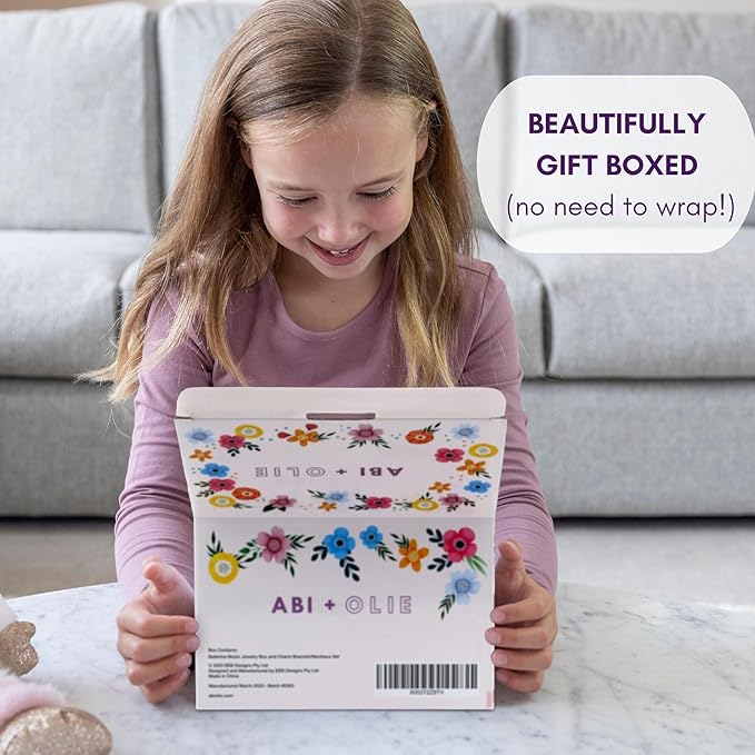 ABI + OLIE Ballerina Jewelry Box for Girls, Musical Jewelry Box, Kids Music Boxes - Perfect Dance Recital & Birthday Gifts for Girls 4-6 and 6-12