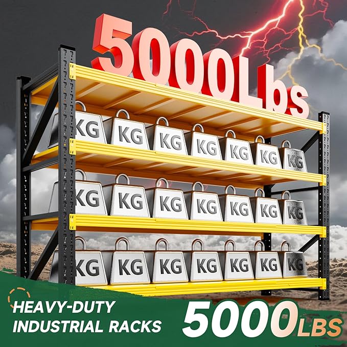 Letaya 71.3" W Metal Storage Shelves,5000LBS Heavy Duty Garage Shelving Units, 4 Tier Adjustable Utility Rack Shelf,Large Industrial Shelves,for Shop,Warehouse,Basement (71.3" W x 24" D x 70" H)