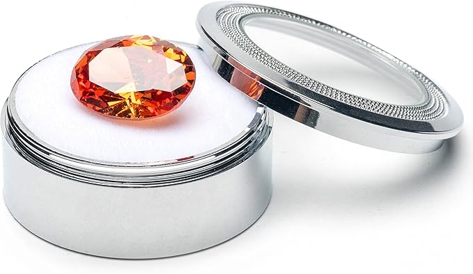 Small Loose Diamond or Gemstone Display Box Case Holder Show Container Metal (Silver- 1.5x0.6)