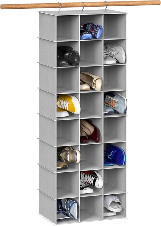 Simple Houseware 24 Section Shelves Hanging Shoes Organizer Holder for Closet, Gray