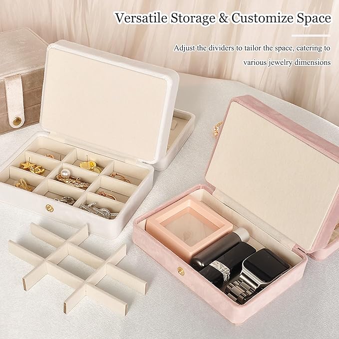 MODENGKONGJIAN Jewelry Organizer Box, 2-Layer Large Jewelry Storage Case, Portable Travel Jewelrys Display Holder for Earrings, Necklaces, Bracelets (Black,Velvet)