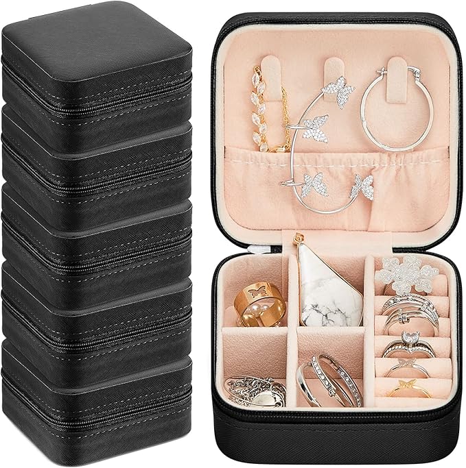 Taiyin Travel Jewelry Case, Bridesmaid Gifts Mini Jewelry Organizer, PU Leather Portable Earring Box for Women Girls