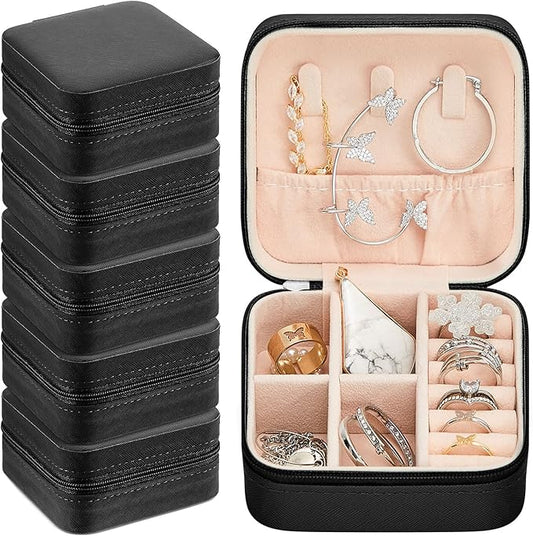 Taiyin Travel Jewelry Case, Bridesmaid Gifts Mini Jewelry Organizer, PU Leather Portable Earring Box for Women Girls