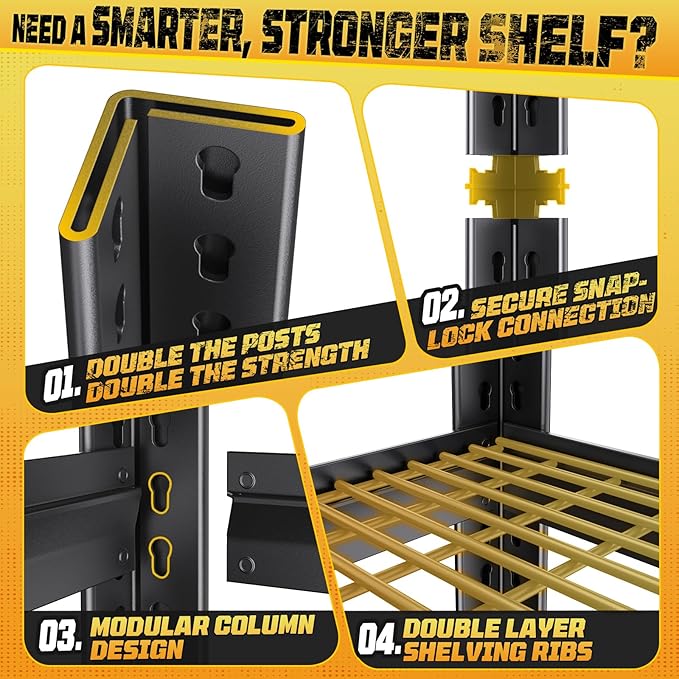 Garage Storage Shelves 5-Tier,Garage Storage System Shelves Adjustable,Storage Shelving for Basement,Pantry,Kitchen,Warehouse (1, 72" H x35 W x 16" D)