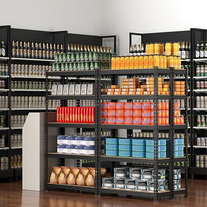 WORKPRO 5-Tier Steel Shelving Unit-Black, 27-2/5"W x 11-7/10"D x 60" H, Adjustable Storage Rack, Heavy Duty Shelf with MDF Board, 1650 lbs Load Capacity (Total) for Garage, Basement, Kitchen