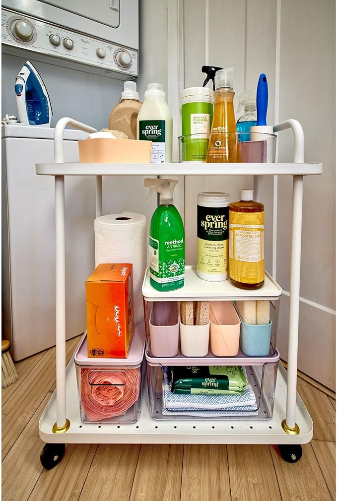 Rosanna Pansino x iDesign Recycled Plastic Open Front Kitchen Storage Bin with Lid, Clear Bin/Lavender Sprinkles Lid, 12" x 12" x 6"