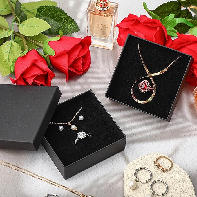 Batiyeer 36 Pcs Cardboard Jewelry Gift Boxes Jewelry Boxes Packaging Small Earring Gift Box with Lids for Necklace Ring Bracelet Party