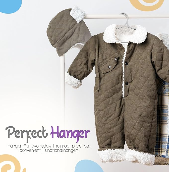 Utopia Home Kids Hangers 60 Pack - 11 Inch Plastic Baby Hangers for Closet - Childrens Hanger for Clothes & Infant Hanger for Closet - Non-Slip Shoulder Grooves, Strap Hooks & Pants Bar (Grey)