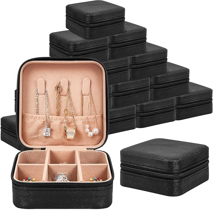 Taiyin Travel Jewelry Case, Bridesmaid Gifts Mini Jewelry Organizer, PU Leather Portable Earring Box for Women Girls