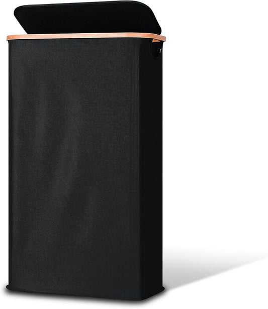 Vincona Slim Laundry Basket with Lid, Narrow Dirty Clothes Hampers for Laundry with Handle, Skinny Laundry Bin for Laundry Room, Dorm, Bedroom and Bathroom, 15.9 Gallon (60L) Black