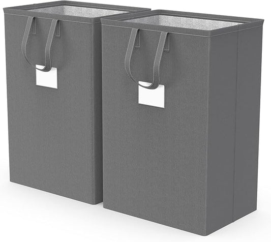 75L Large Laundry Hamper with Handles, Dirty Clothes Hamper for Bedroom Waterproof, Freestanding Tall Laundry Basket Waterproof, Hamper for Bedroom, Bathroom, Dorm, Toys Storage(Grey）