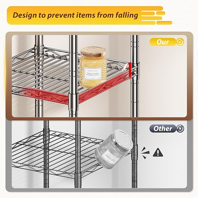 DurayLoly 5 Shelf-Wire Shelving Metal Shelves Storage Rack:Adjustable Storage Shelves Standing Shelf Units and Narrow Shelf for Laundry Bathroom Kitchen Pantry Closet Office 12''Wx12''Dx49''H Chrome