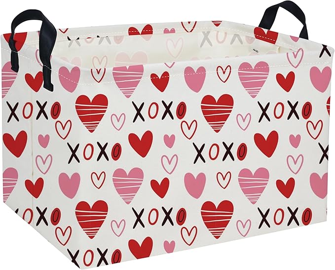 Rectangular Kids Baskets,Heart Basket,Cute Baskets Kids Storage Bin Baby Toy Organizer Box Love Room Decor for Home(XO heart )