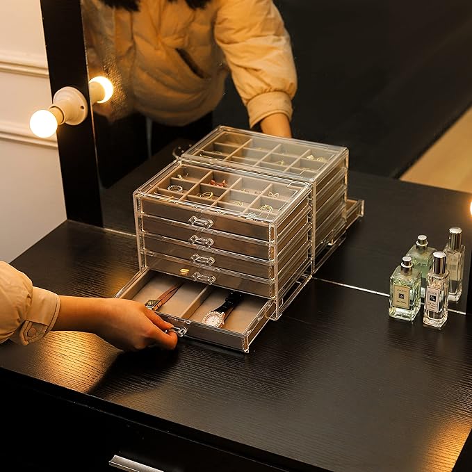 Cq acrylic Jewelry Organizer With 5 Drawers
