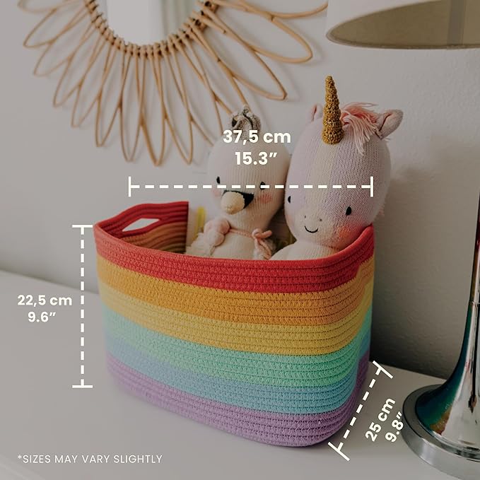 OrganiHaus Set of 3 Rainbow Baskets - Colorful Woven Storage Baskets for Playroom, Nursery & Classroom Decor, Toy Storage, 15x9x10