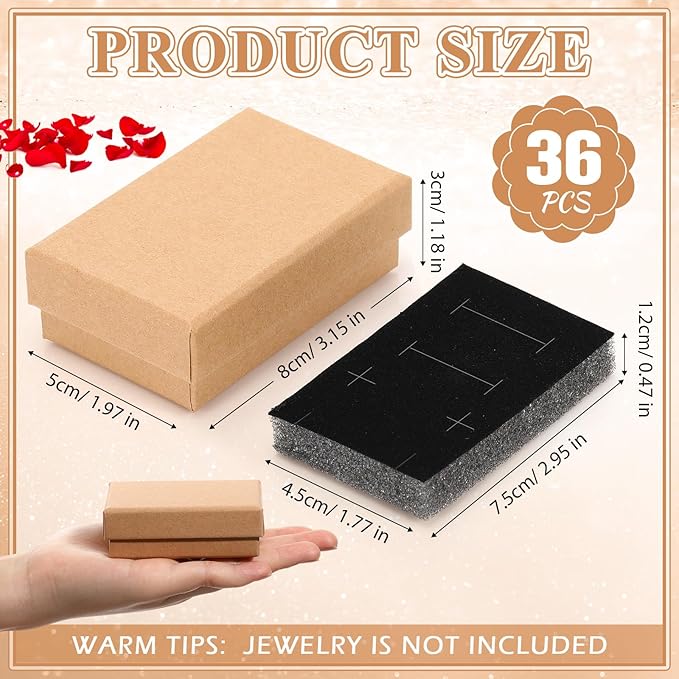 Batiyeer 36 Pcs Cardboard Jewelry Gift Boxes Jewelry Boxes Packaging Small Earring Gift Box with Lids for Necklace Ring Bracelet Party