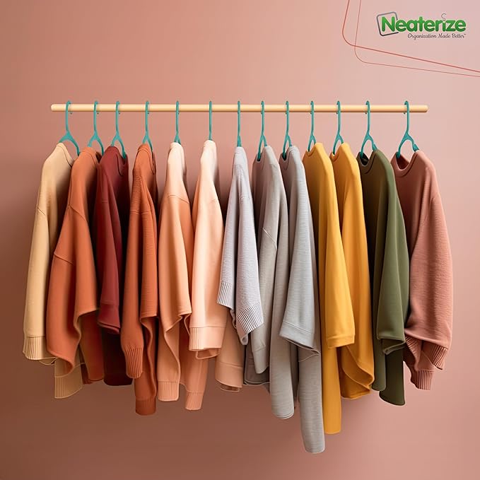 NEATERIZE Clothes Hangers 30 Pack Aqua - Plastic Hangers - Ganchos Colgar Ropa