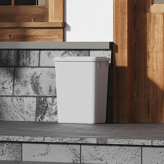 Dowell 35Qt Wastebasket Trash Container, 9Gal, Plastic, Stackable, for Kitchen/Bathroom/Office, Fits Under Sink/Desk (Can Only, Grey 4000 35 04)
