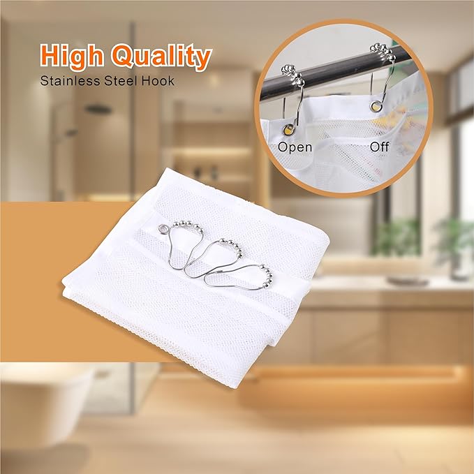 Mesh Shower Caddy Hanging, 7 Pockets Hanging Bathroom Organizer with Quick Dry Mesh, Portable, Can Store Soap, Loofah Shampoo and Cruise Ship Essentials, 17 Inch by 26 Inch, White, 2 Pack