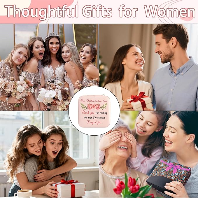 Mother in Law Gifts from Daughter-in-Law Christmas Valentines Mothers Day Birthday Gifts for Mothers in Law Future Mother-in-Law Wedding Gift Pink Portable Travel Jewelry Box Jewelry Case