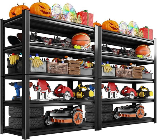 Garage Storage Shelves 5-Tier,Garage Storage System Shelves Adjustable,Storage Shelving for Basement,Pantry,Kitchen,Warehouse (2, 72" H x 39.3" W x 14" D)