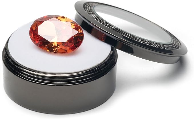 Small Loose Diamond or Gemstone Display Box Case Holder Show Container Metal (Black- 1.5x0.6)