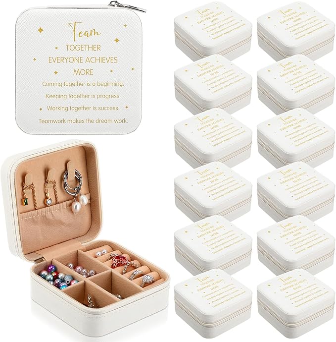 Kenning 12 Pack Inspirational Gifts Bulk Travel Jewelry Case Organizer Appreciation Gifts for Employee Teacher Coworkers Nurses