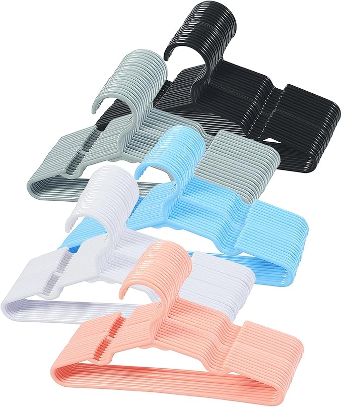 100 pcs Baby Nursery Closet Hangers,Non-Slip Laundry Infant Pant Hanger for Newborn Clothes,Ultra-Thin Child Coat Hanger for Girl Boy Toddler Kids