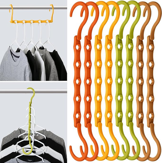 Mr. Pen- Space Saving Hangers for Clothes, 8 pcs, Autumn Colors, Plastic Multi Clothes Hangers Space Saving, 5 Slots, 360° Rotating Hooks