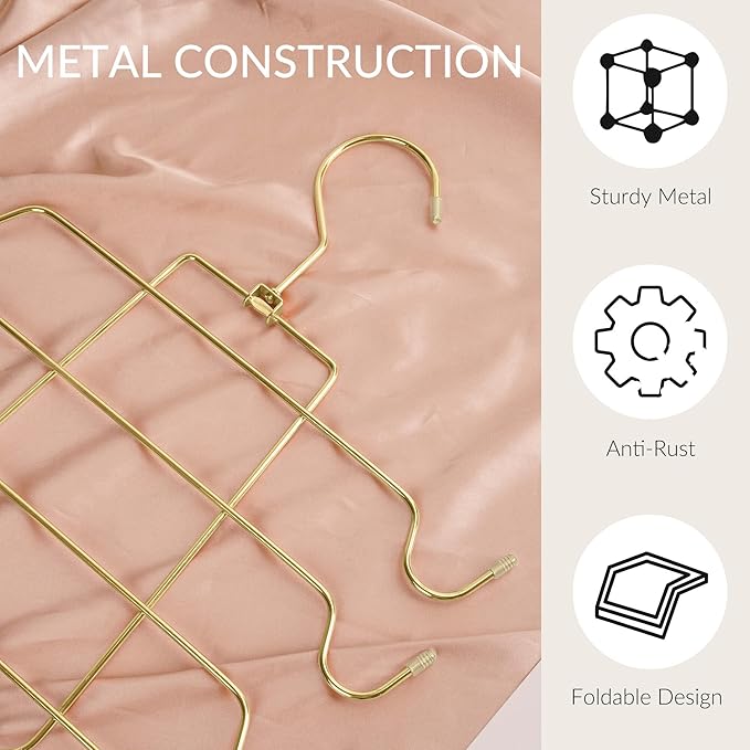 ZEDODIER 4 Pack Tank Top Hanger Space Saving, Bra Hangers for Closet Organizer, Hanging Bra Organizer Tank Tops Holder with 32 Hooks, Metal Closet Organizers and Storage Small Space Solutions, Gold